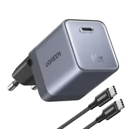 UGREEN Nexode Air USB-C Ladegerät 65W, kompaktes GaN-Infinity Schnellladegerät, TÜV, für MacBook Air/Pro, iPhone 16/17, iPad, Galaxy S26 Ultra (Grau)