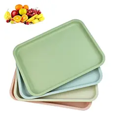 QUCUMER 4er Set Serviertabletts aus Kunststoff, rutschfest, rechteckig, 36,5 x 26,5 cm, in 4 Farben für Küche und Café