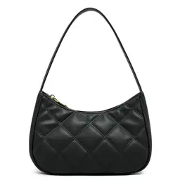 Damen Schultertasche, kleine Clutch mit Reißverschluss, Hobo-Tasche, Schwarz