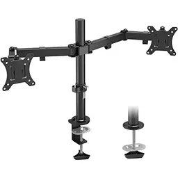 BONTEC Monitorhalterung für 2 Monitore 13-32 Zoll, höhenverstellbar, drehbar, neigbar, max. 10 kg pro Arm