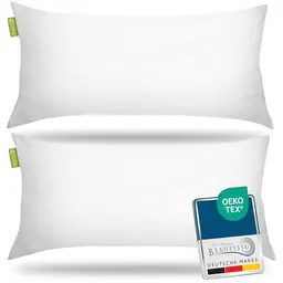 Beautissu Allergiker Kopfkissen 40x80 cm 2er Set – Waschbare Mikrofaser Kissen – Oeko-TEX