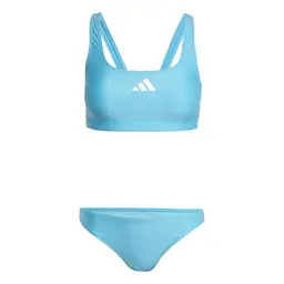 Adidas Damen Bikini 3 Stripes V-Back, Lucid Cyan/White, Größe 32