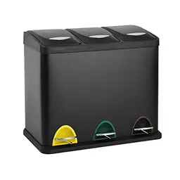 SVITA TC3X8 24L Treteimer Mülleimer Pulverbeschichtet Schwarz