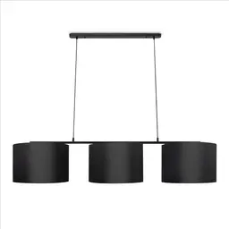 Paco Home Stehlampe Pendellampe aus Stoff, 3-flammig, modern, rund Ø38cm, schwarz/grau