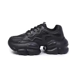 LUXGO Damen Chunky Plateau Sneaker, modische Plattform Schuhe, Größe 37 EU (Schwarz)