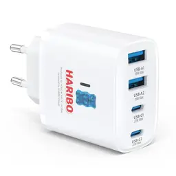 Haribo 40W USB C Ladegerät mit 4 Ports, Schnellladegerät für iPhone und iPad, Blau