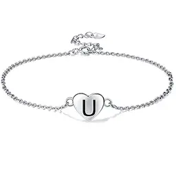 Lydreewam Fußkettchen A-Z aus Silber 925 für Damen, verstellbar 22 + 4 cm, ideal für Sommer und Strand