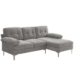 DUANDUAN Ecksofa 3er Polsterecke, 210cm, abnehm- & waschbare Kissen, beidseitig montierbar, L-Form, Grau
