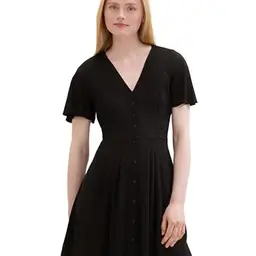 TOM TAILOR Damen Mini Skater-Kleid, deep black, Größe M