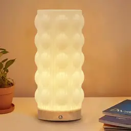 FANSIR Nachttischlampe mit Holzsockel, 9-Stufig dimmbar, mit USB, für Schlafzimmer, Wohnzimmer und Kinderzimmer