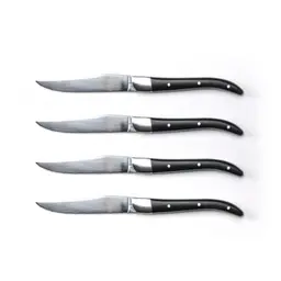 Qdesign 4er-Set Steakmesser - Ergonomische Griffe, Spülmaschinenfest - Silber/Schwarz