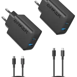 Anker 20W USB C Ladegerät für iPad und iPhone 17/16/15 (inkl. 2x 1,5m USB C Kabel)