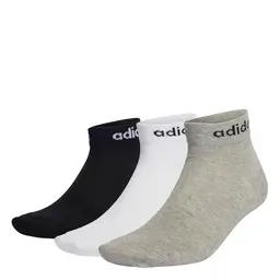 adidas Unisex Think Linear Ankle Socks 3 Pairs, Medium Grey Heather/White/Black, 37-40