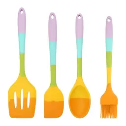 4er Set Silikon Spatel und Löffel - Hitzebeständig, BPA-frei, Spülmaschinenfest, für Küche und Kochen