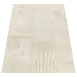Paco Home Moderner Teppich in Creme, 3D Muster, weich und pflegeleicht, Größe: 120x170 cm
