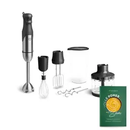 SPRINGLANE Edelstahl Stabmixer Set, 800 W, inkl. Pürierstab, Behälter, Zerkleinerer, Schneebesen und Rührhaken