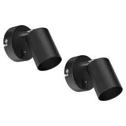 Wandleuchte WAIKA, 2er Set, schwarz matt, rund, mit Schalter
