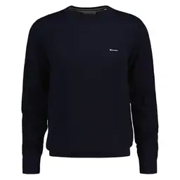 Gant Herren Pullover aus Baumwolle, C-Neck, Abendblau, Größe M