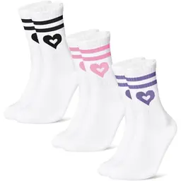 Niofind Tennissocken für Damen, 3 Paar mit Herzmotiv, Bequeme Baumwoll-Laufsocken, Geschenkidee für Valentinstag und Geburtstage