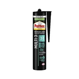 Pattex Montage Multi 3, 3in1 Montagekleber, wetterbeständiger Baukleber für innen & außen, weiß, 1x390g Kartusche