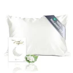 townssilk Seidenkissenbezug 40x80cm – 100% Maulbeerseide, Oeko-TEX zertifiziert, Naturweiß