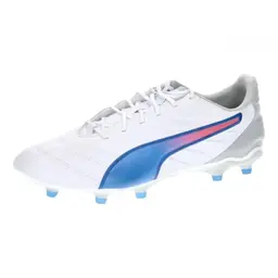 Puma King PRO FG/AG Fussballschuh für Unisex Erwachsene, Weiß-Blau-Grau, 46.5 EU