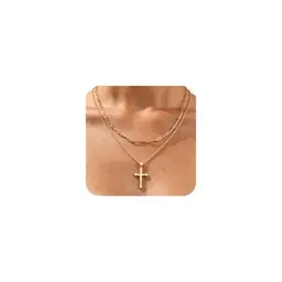 VNOX Damen Halskette Gold 14K Vergoldet Kruzifix Layering