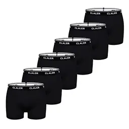 CLALER Herren Boxershorts 6er Pack - Baumwolle Retroshorts (Schwarz, Größe M)