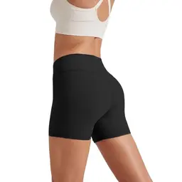 Friptspyg Kurze Sporthose Damen - Hochtaillierte Gym Shorts, Schwarz, Größe L