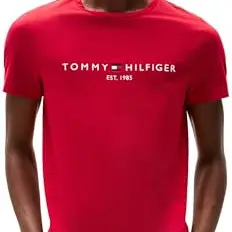 Tommy Hilfiger Herren T-Shirt Slim Fit, Rot, M
