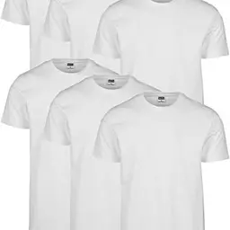 Urban Classics Herren Basic T-Shirt 6er Pack, Weiß, XL