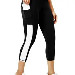 Evievit Damen Sportleggings 3/4 und Lang mit Taschen - Schwarz, Gr. M