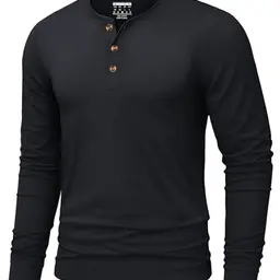TACVASEN Herren Henley Shirt Baumwolle Langarm mit Knopfleiste