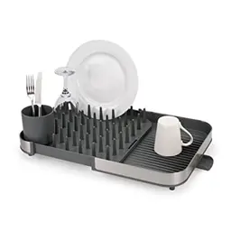 Joseph Joseph Duo Abtropfgestell mit Besteckhalter, Edelstahl/Grau