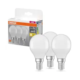 Osram LED Base Classic P Lampe, 5 W, Ersatz für 40-W-Glühbirne, Warmweiß, 3er Pack
