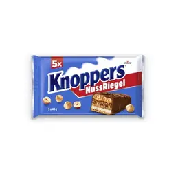 Knoppers NussRiegel – 200 g (5 Riegel) – Schokoriegel mit Haselnüssen und Vollmilchschokolade