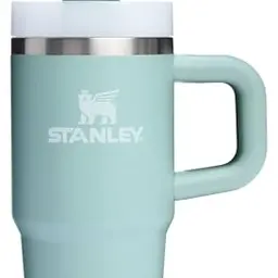 STANLEY Quencher H2.0 Edelstahlbecher 414 ml mit Griff, Strohhalm, 3-Pos-Deckel, BPA-frei, Seafoam