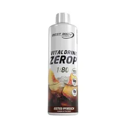 Best Body Nutrition ZEROP Vital Zitronen-Pfirsich Getränkekonzentrat, zuckerfrei, 500 ml für 40 L Eistee, kalorienarm, mit Vitaminen