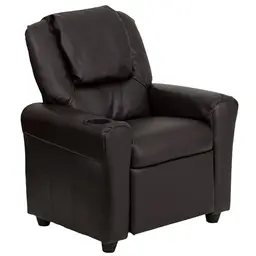 Flash Furniture Kinder-Sessel mit Becherhalter - Braunes Leder