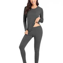Jiuday Thermounterwäsche Damen Set - Atmungsaktive Winter Funktionswäsche für Ski und Freizeit (Dunkelgrau, XS)
