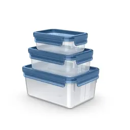 Emsa Clip & Close Eco Frischhaltedosen-Set, 3-tlg., auslaufsicher, BPA-frei, Blau