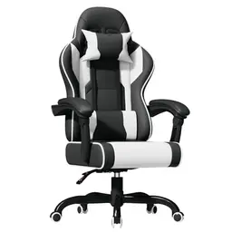JUMMICO Jetstream Gaming Stuhl mit Fußstütze und Massagefunktion, Ergonomischer Bürostuhl, Weiß