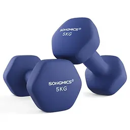 SONGMICS 2er Set Kurzhanteln 5kg Neopren Fitness-Training Zuhause, Blau