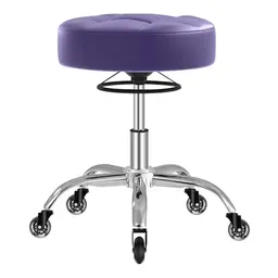 OUTMASTER Höhenverstellbarer Rollhocker mit 360° Rollen - Komfortabler Hocker für Salon, Spa und Haushalt (Lila)