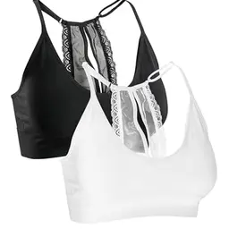 Basic Treasure 2er Pack Seamless Damen Bustier mit Spitze, Pads und Racerback (S/M, Schwarz/Weiß)