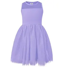 V.&GRIN Mädchen Kleid, Lila Tüll Tutu Sommerkleid mit Glitzer für Prinzessin, 2 Jahre