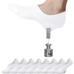 Falechay Sneaker Socken Damen & Herren, 8 Paar, Unsichtbare Füßlinge, Großes Silikonpad, Verhindert Verrutschen, Weiß, Größe 43-46