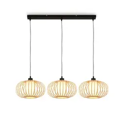 BRILONER Bambus Pendelleuchte Deckenlampe für Wohnzimmer Boho E27 Fassung 70x28x120 cm