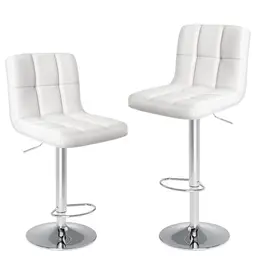 DUMOS Barhocker 2er Set, höhenverstellbar 60-80 cm, moderner Stil, weiß, geeignet für Bar und Küche