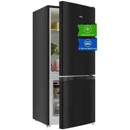 CHIQ Freistehender Kühlschrank mit Gefrierfach 114 cm - Dunkler Edelstahl Look, ideal für Eigentumswohnungen